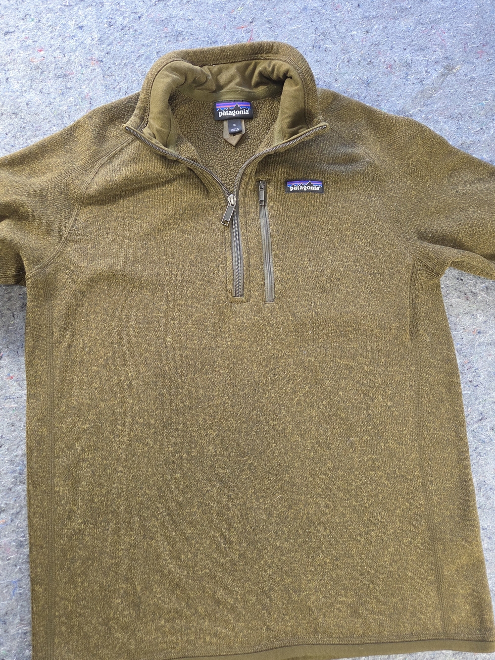 Patagonia Better Sweater Men’s Medium 1/4 Zip Fleece Olive Brown 25522 FA18